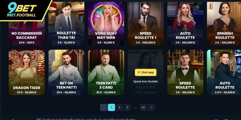 Game có số lượng phòng live đa dạng