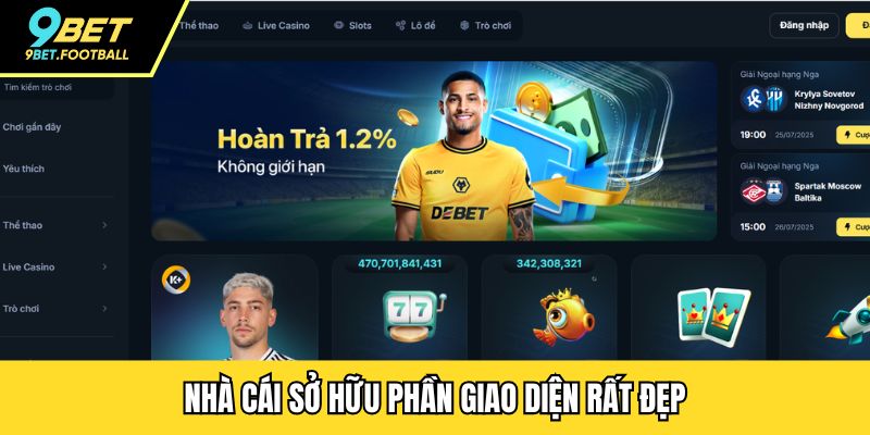 Nhà cái sở  hữu phần giao diện rất đẹp